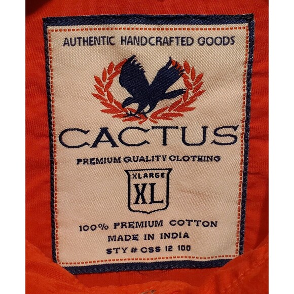 Cactus Authentic Handcrafted Goods Men's Shirt w/ Pearl Snap Buttons Size XL Red - Picture 4 of 4